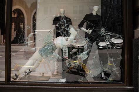 Shattered Glass in SoHo as Looters Ransack Lower Manhattan